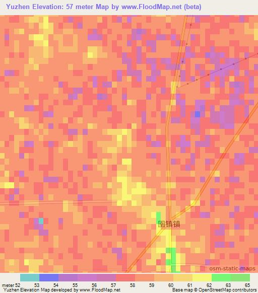 Yuzhen,China Elevation Map