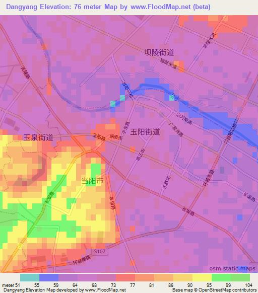 Dangyang,China Elevation Map