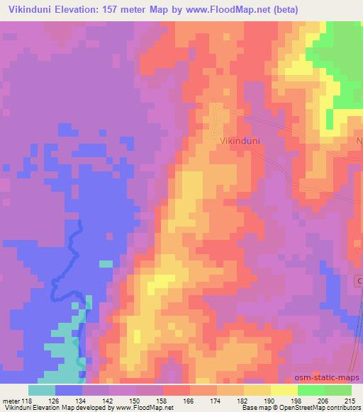 Vikinduni,Kenya Elevation Map
