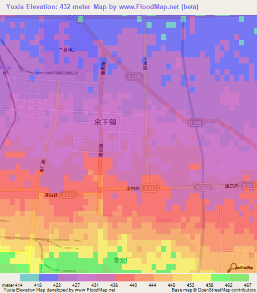 Yuxia,China Elevation Map