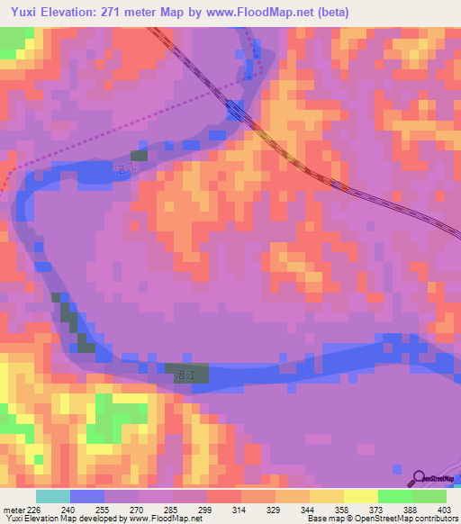 Yuxi,China Elevation Map