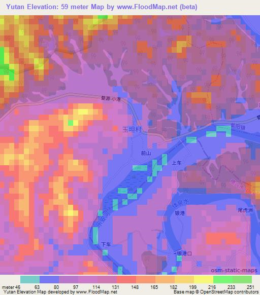 Yutan,China Elevation Map