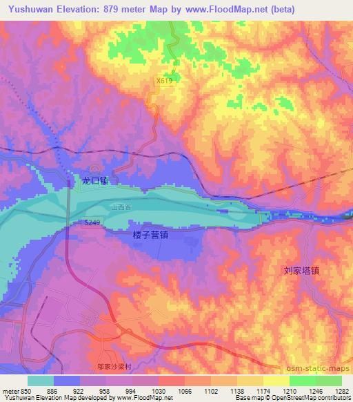 Yushuwan,China Elevation Map