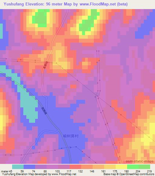 Yushufang,China Elevation Map