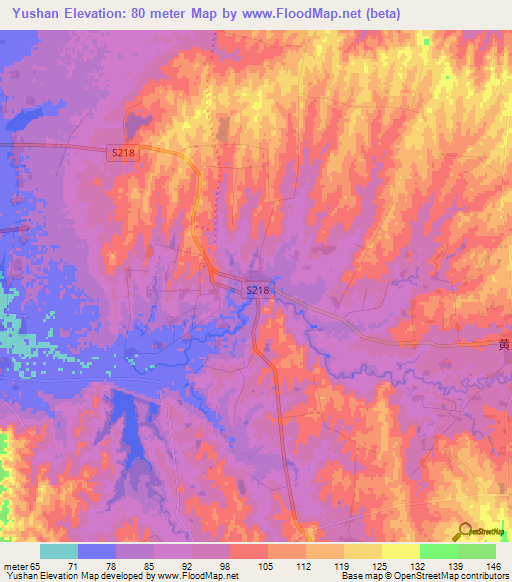 Yushan,China Elevation Map