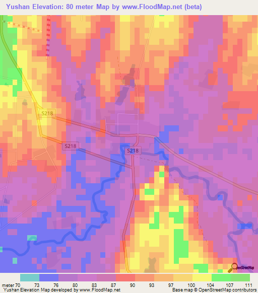 Yushan,China Elevation Map