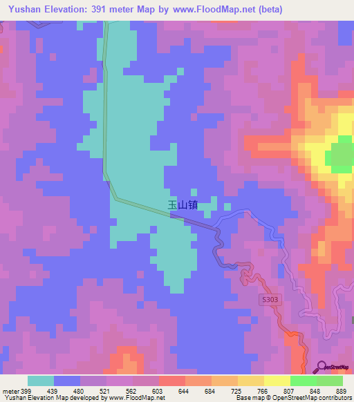 Yushan,China Elevation Map
