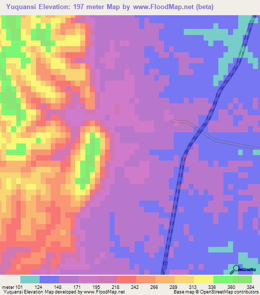 Yuquansi,China Elevation Map