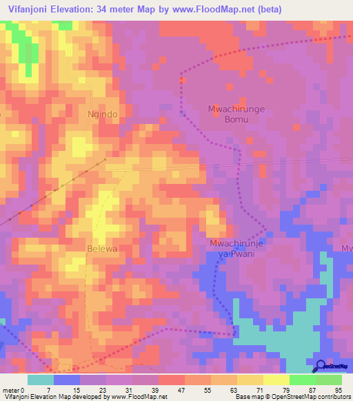 Vifanjoni,Kenya Elevation Map
