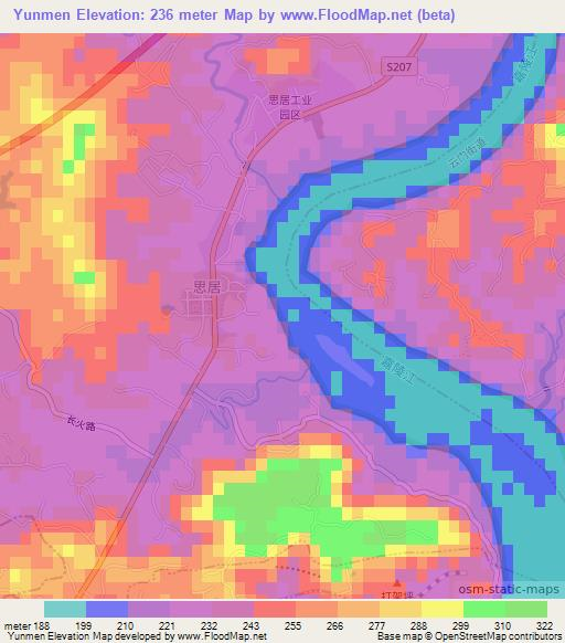 Yunmen,China Elevation Map