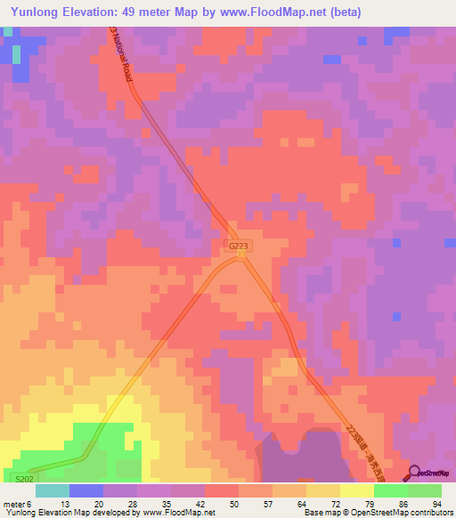 Yunlong,China Elevation Map