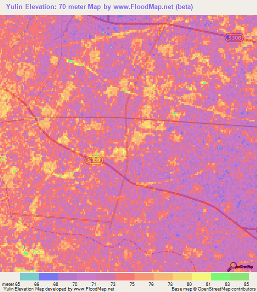 Yulin,China Elevation Map