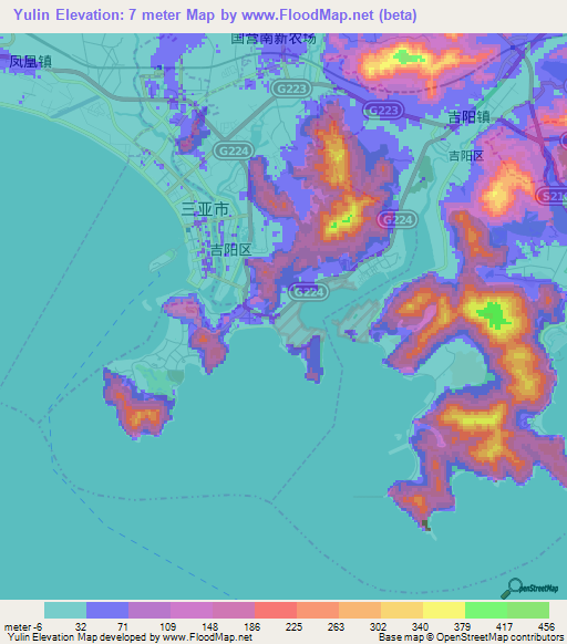 Yulin,China Elevation Map