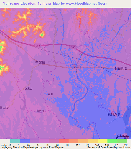 Yujiagang,China Elevation Map