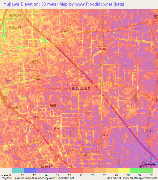 Yujiawu,China Elevation Map