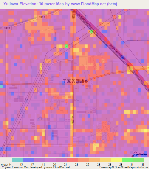Yujiawu,China Elevation Map
