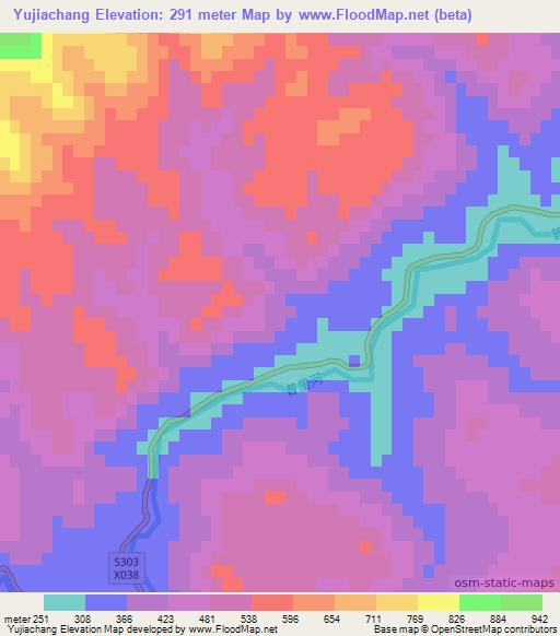 Yujiachang,China Elevation Map