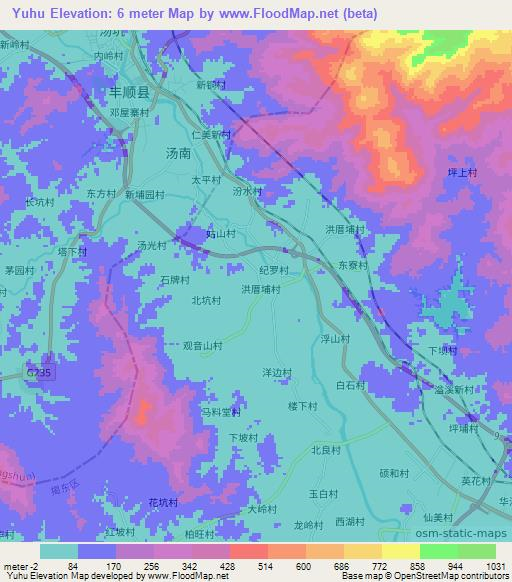 Yuhu,China Elevation Map