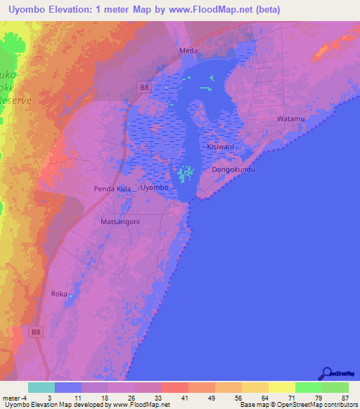 Uyombo,Kenya Elevation Map