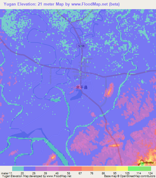 Yugan,China Elevation Map