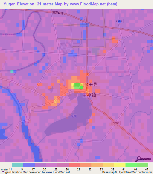 Yugan,China Elevation Map