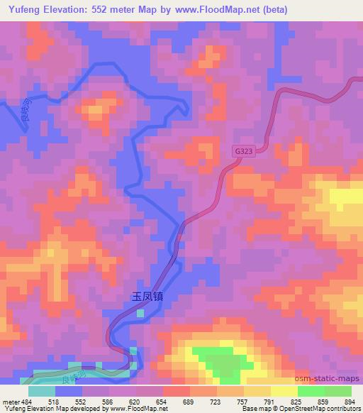 Yufeng,China Elevation Map