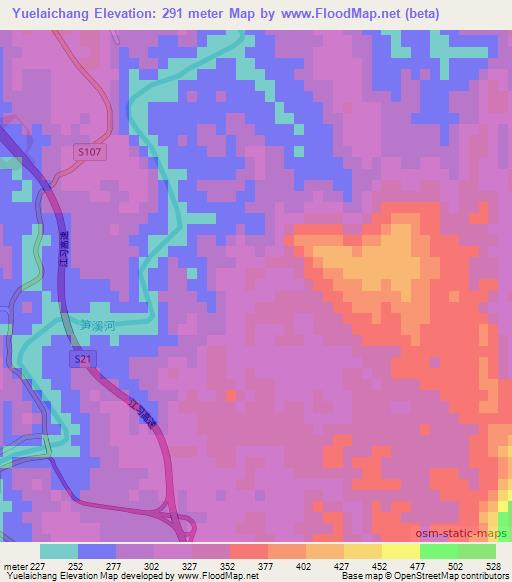 Yuelaichang,China Elevation Map