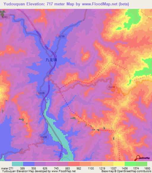 Yudouquan,China Elevation Map