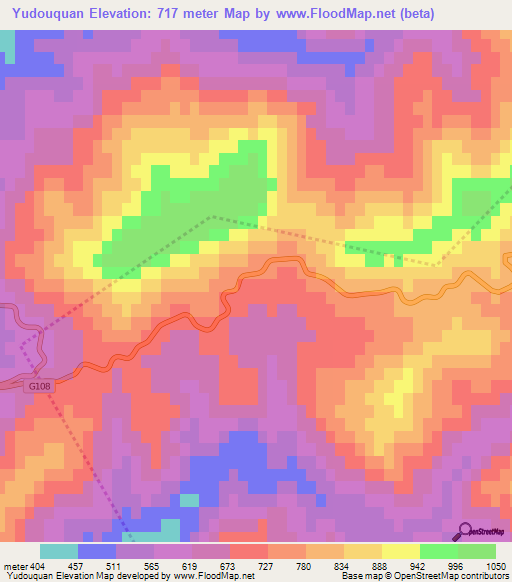 Yudouquan,China Elevation Map
