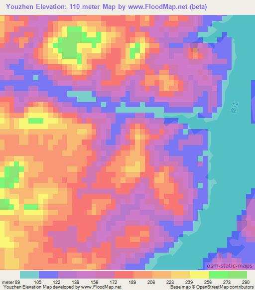 Youzhen,China Elevation Map