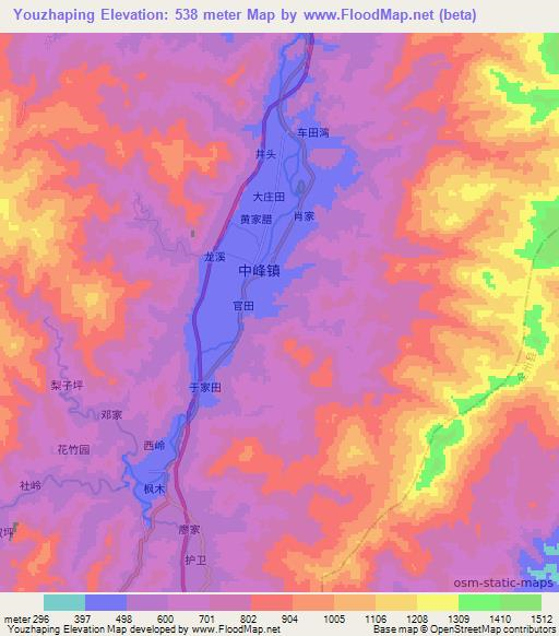 Youzhaping,China Elevation Map