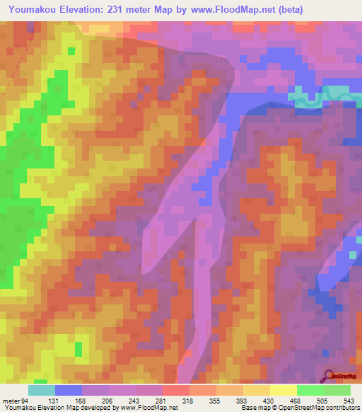 Youmakou,China Elevation Map