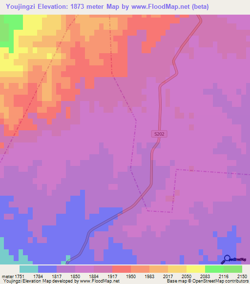 Youjingzi,China Elevation Map