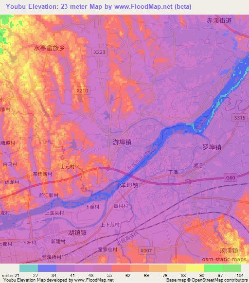 Youbu,China Elevation Map