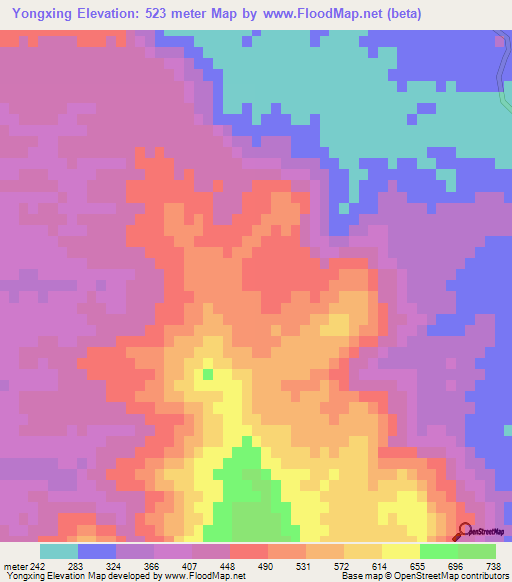 Yongxing,China Elevation Map