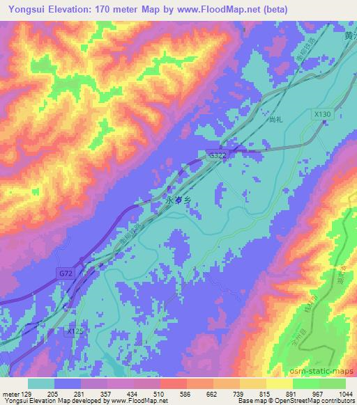 Yongsui,China Elevation Map