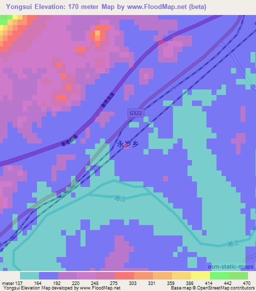 Yongsui,China Elevation Map