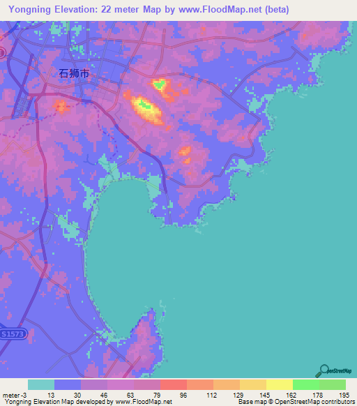Yongning,China Elevation Map