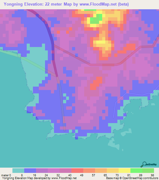Yongning,China Elevation Map