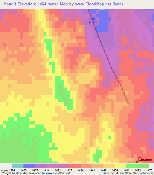 Yongli,China Elevation Map