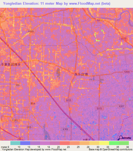 Yongledian,China Elevation Map