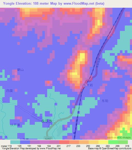 Yongle,China Elevation Map