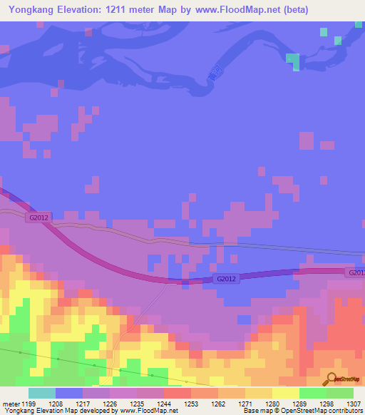 Yongkang,China Elevation Map