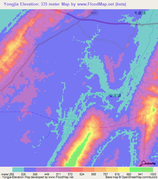 Yongjia,China Elevation Map