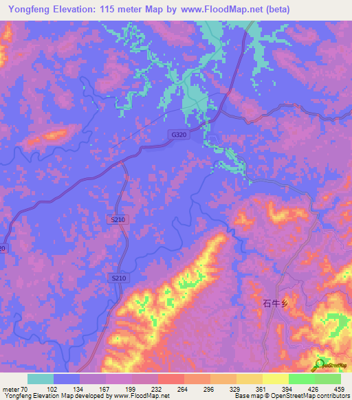 Yongfeng,China Elevation Map