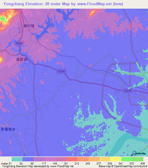 Yongchang,China Elevation Map