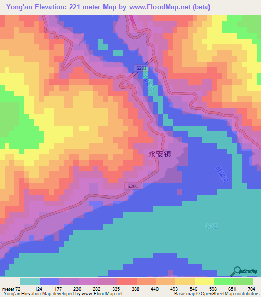 Yong'an,China Elevation Map
