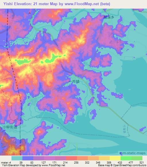 Yishi,China Elevation Map
