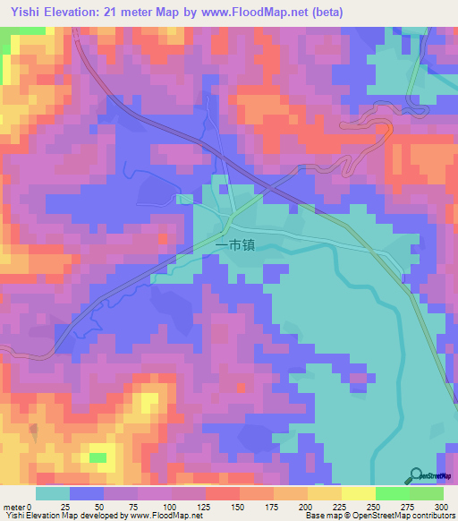 Yishi,China Elevation Map