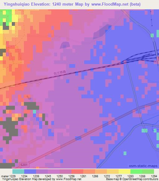 Yingshuiqiao,China Elevation Map